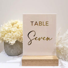 Load image into Gallery viewer, ARCYLIC TABLE NUMBERS WOODEN BASE - Gifts &amp; Design Co
